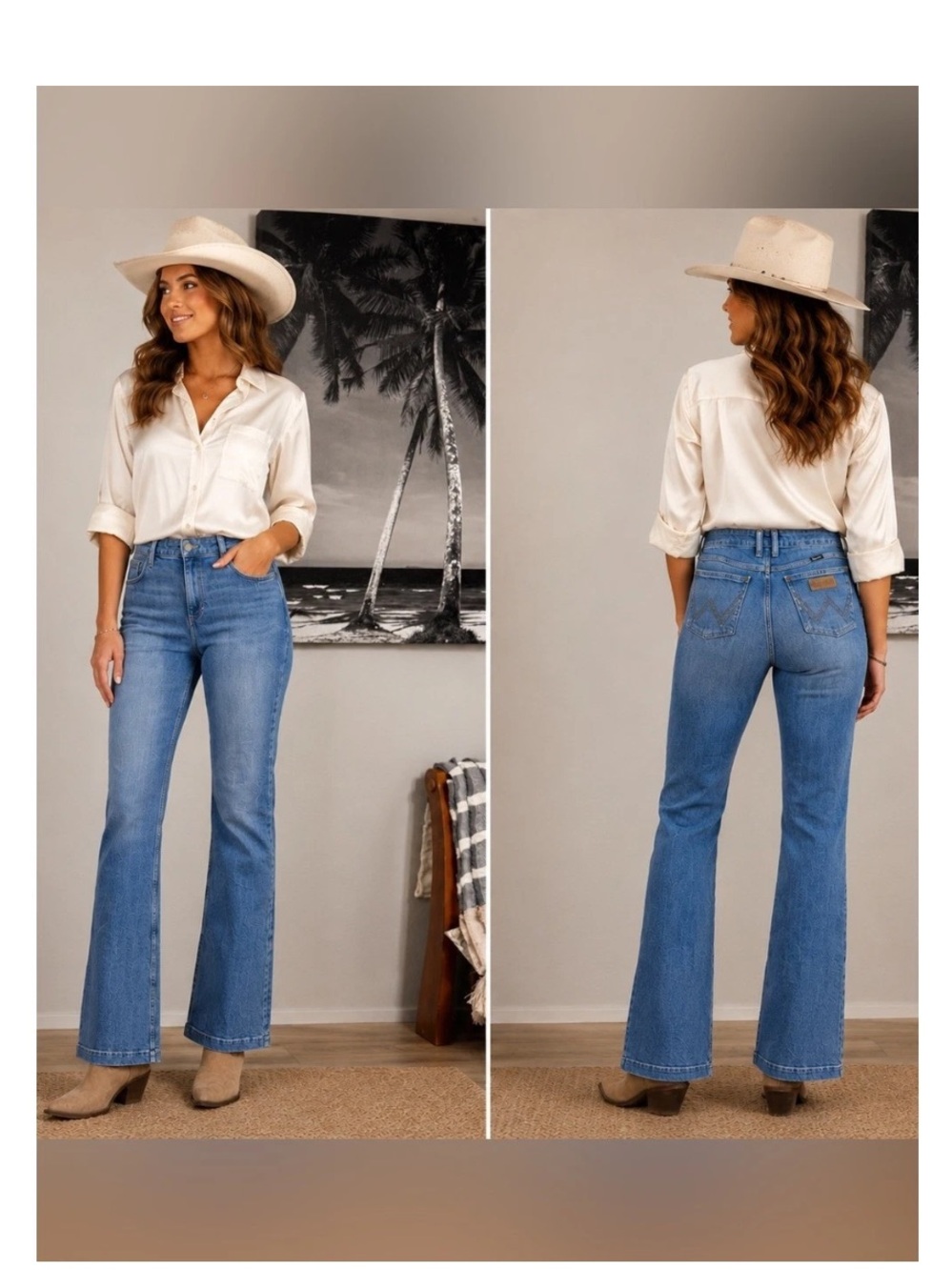 Wrangler bootcut thick stitch, riding cowgirl rodeo jeans 5/6 x30 woman’s